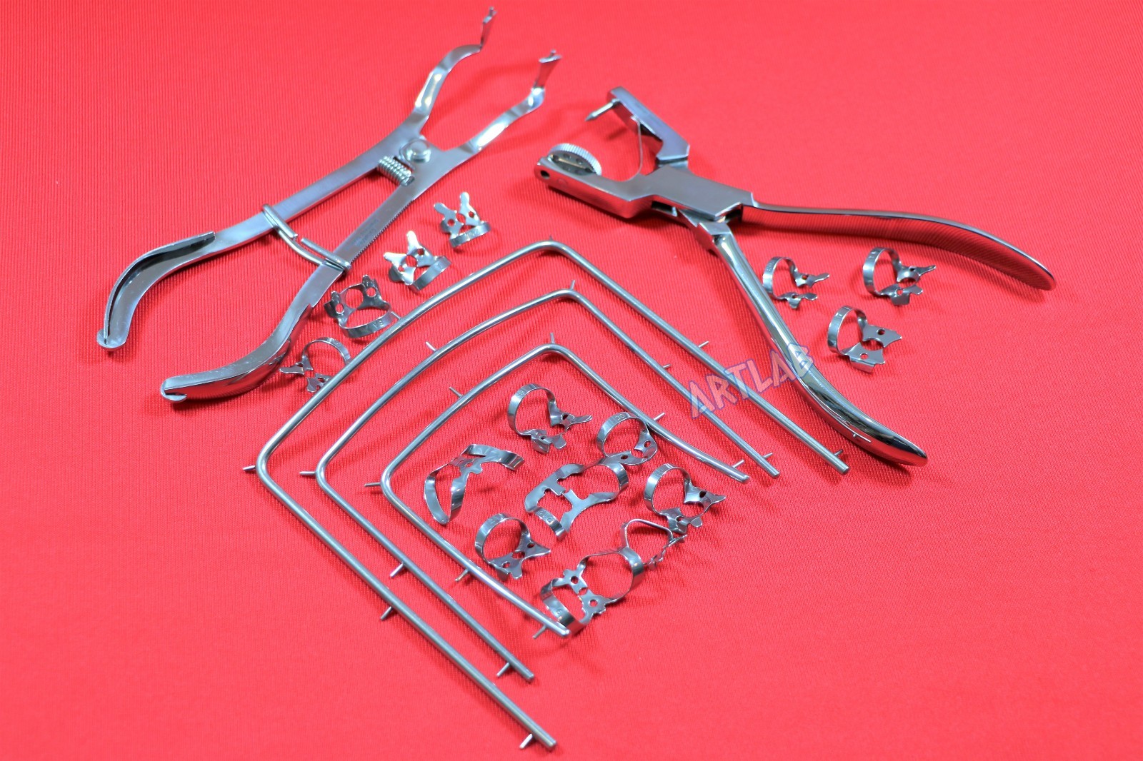 20PCS SET HIGH GRADE RUBBER DAM CLAMPS + FRAMES + PUNCH PLIERS + CLAMP FORCEPS