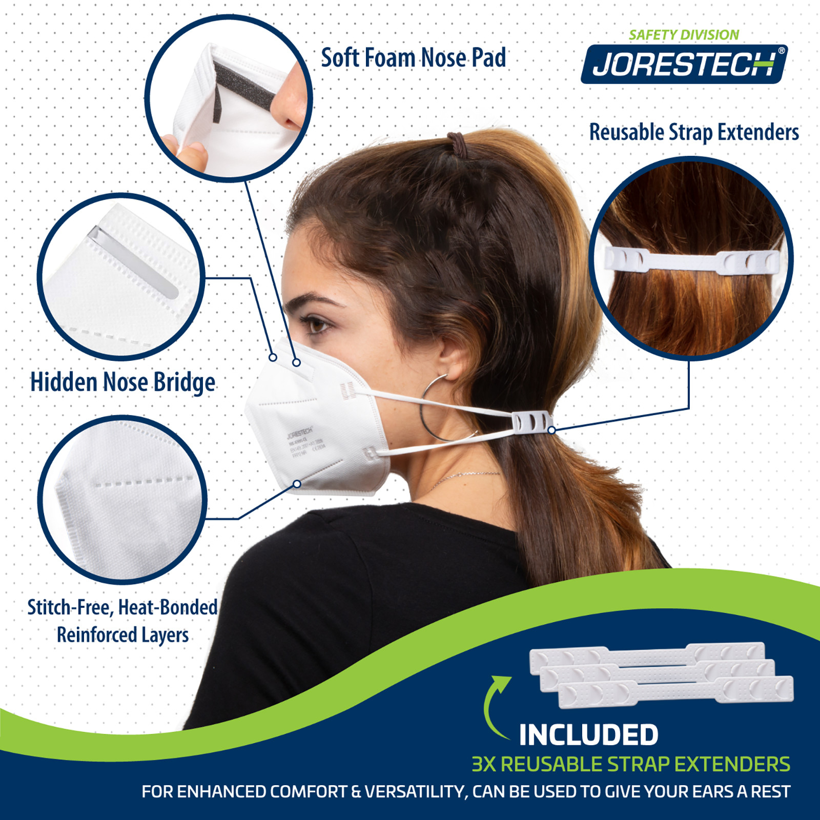 [20PCs] 5 Layer KN95 Disposable Face Mask Headband Style Individually Wrapped
