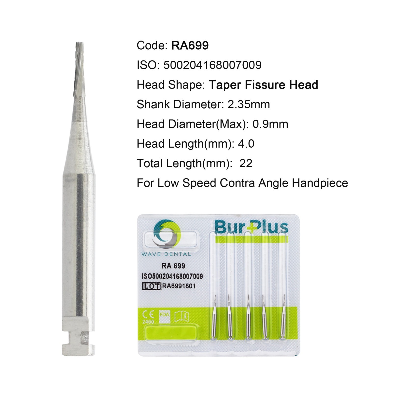 Wave Dental Latch Carbide Burs Surgical RA SURG for Slow Speed Round RA 4 6 8 5