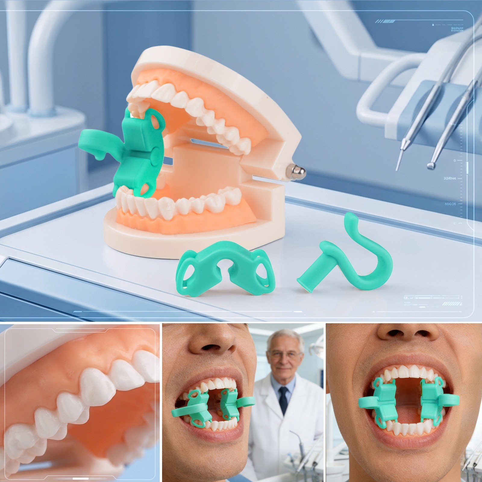 1Set Dental Mouth Prop Opener Retractor Soft Silicone Bite Blocks Occlusal Pad