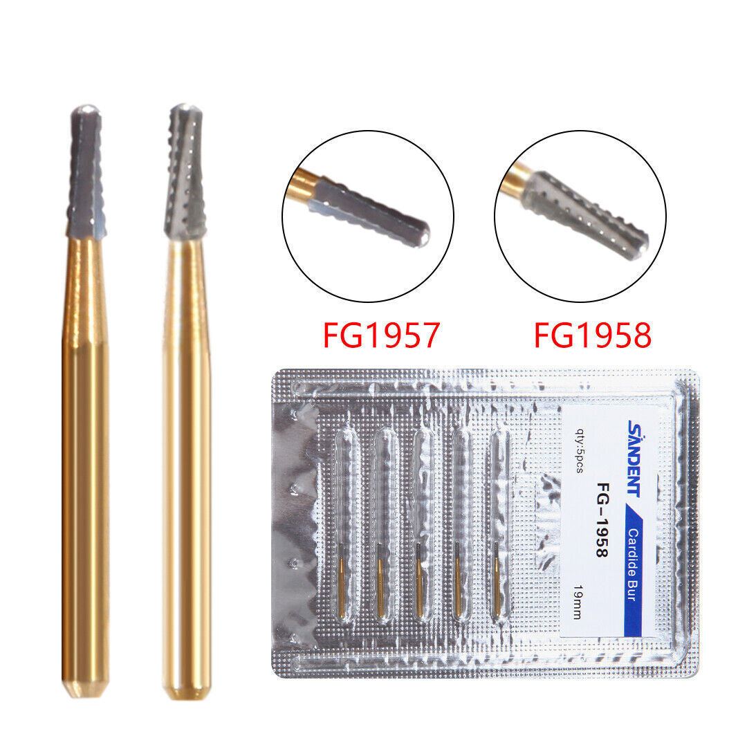 Dental Tungsten Carbide Bur FG 1957 1958 Crown Metal Cutting High Speed Gold SA
