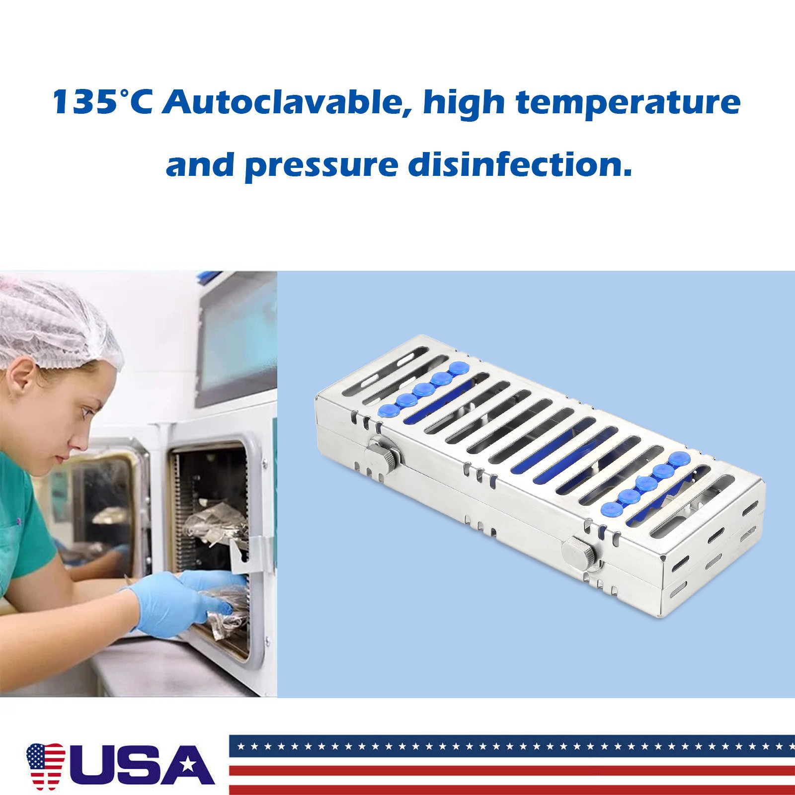 Dental Autoclave Sterilization Cassette Rack Box Tray For 5 Instrument