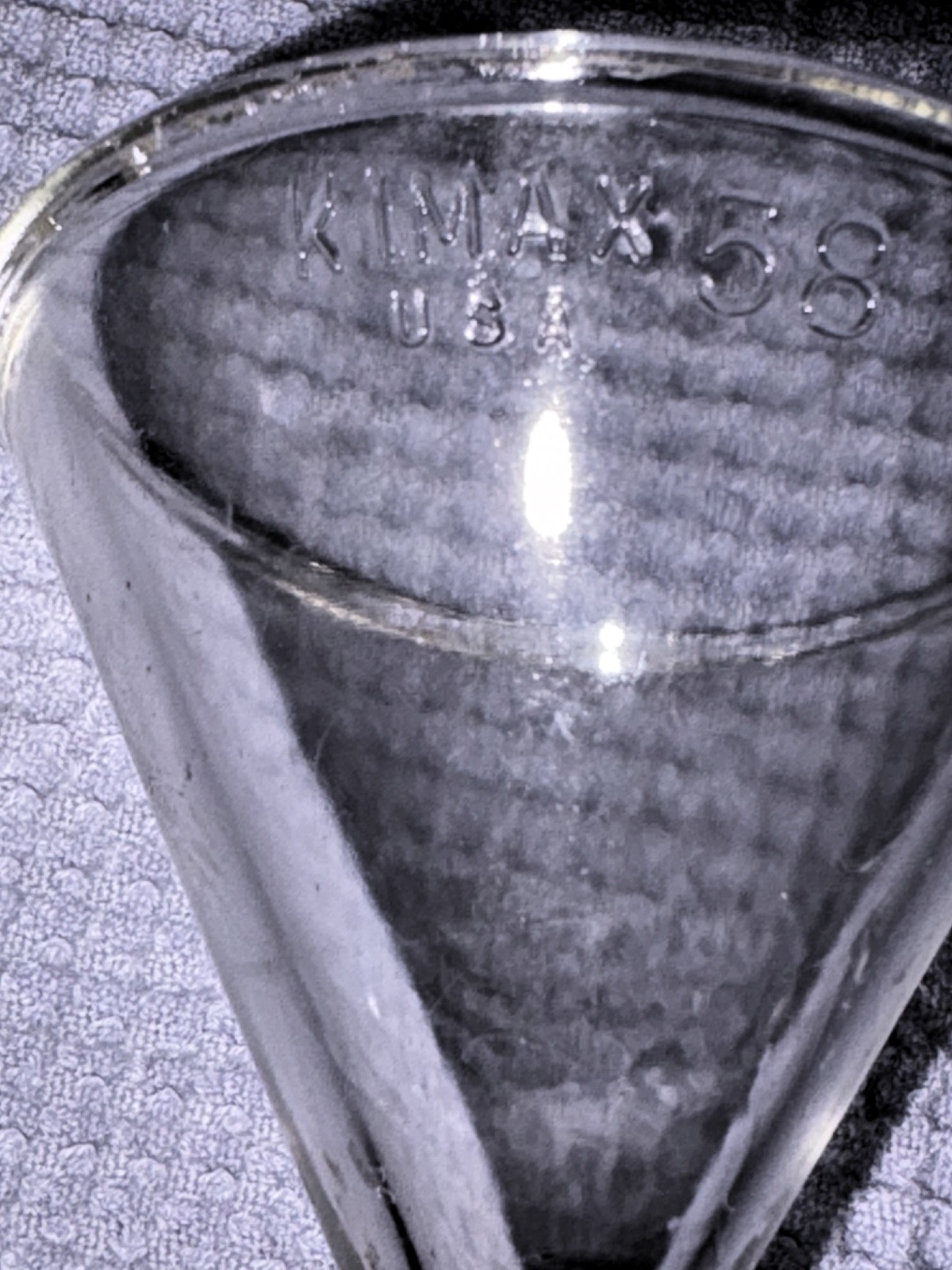 KIMAX Glass 45mm ID 58° Angle Filling Funnel – Long Stem- US Made – 200mm