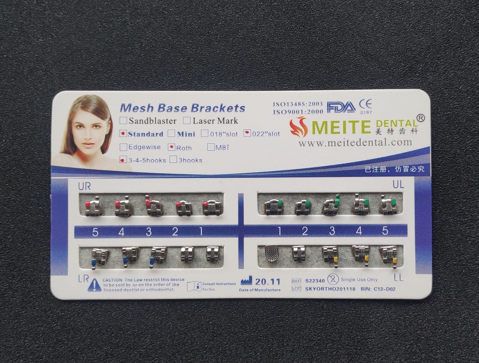 10 Packs Dental Orthodontic Metal Bracket Braces Standard Roth MBT Mesh Base
