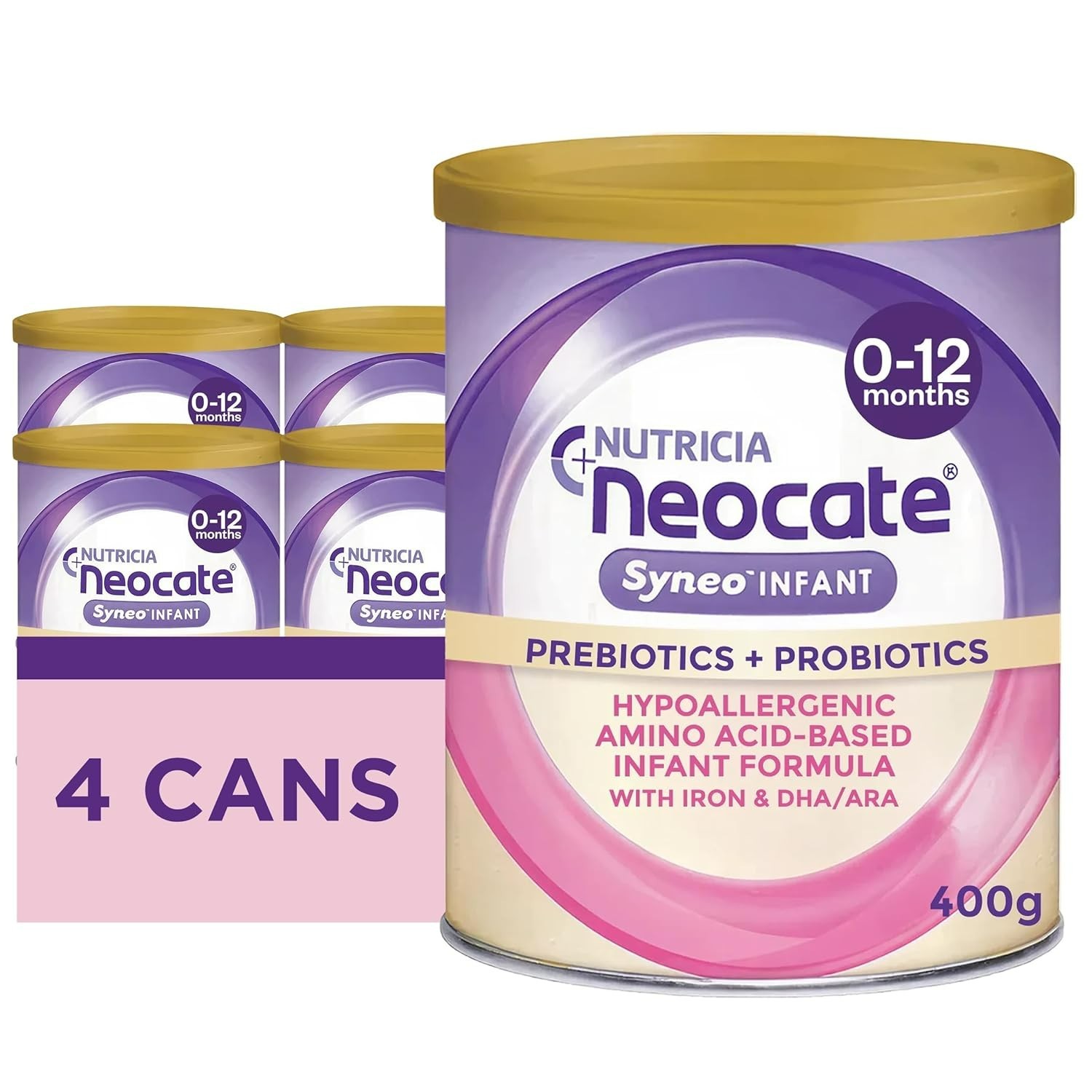 Hypoallergenic, Dairy-free, Amino Acid-Based Baby Formula with Prebiotic Fiber,
