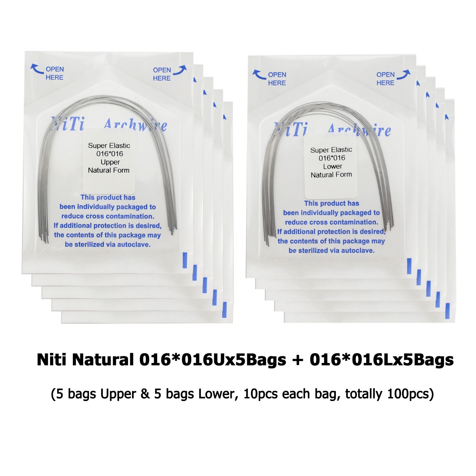 Dental Orthodontic Arch Wire Natural Form Niti Stainless Steel Round Rectangular