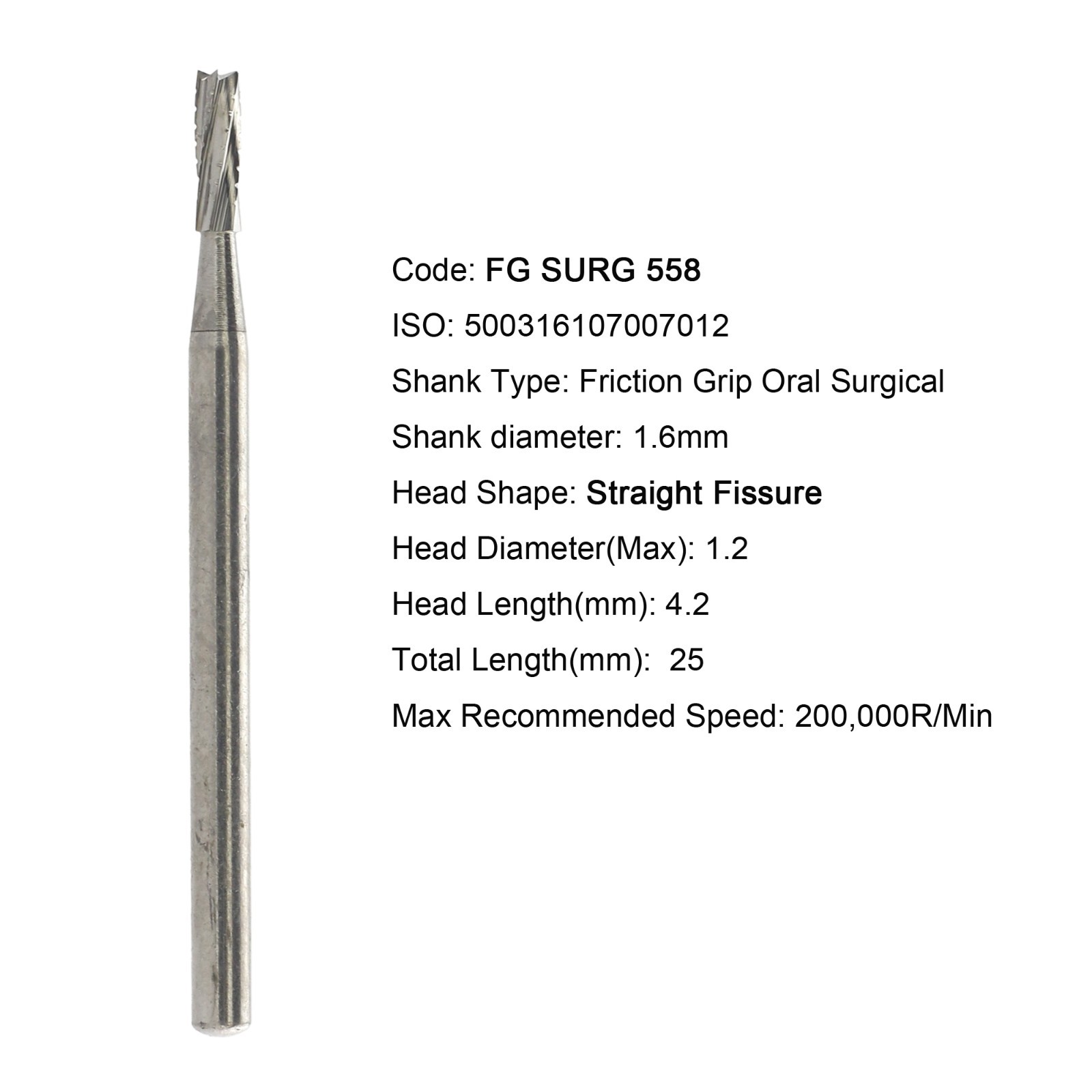 50pcs Dental Surgical Burs 25mm Carbide Bur FG SURG 2 4 6 557 557L 702 701 Round