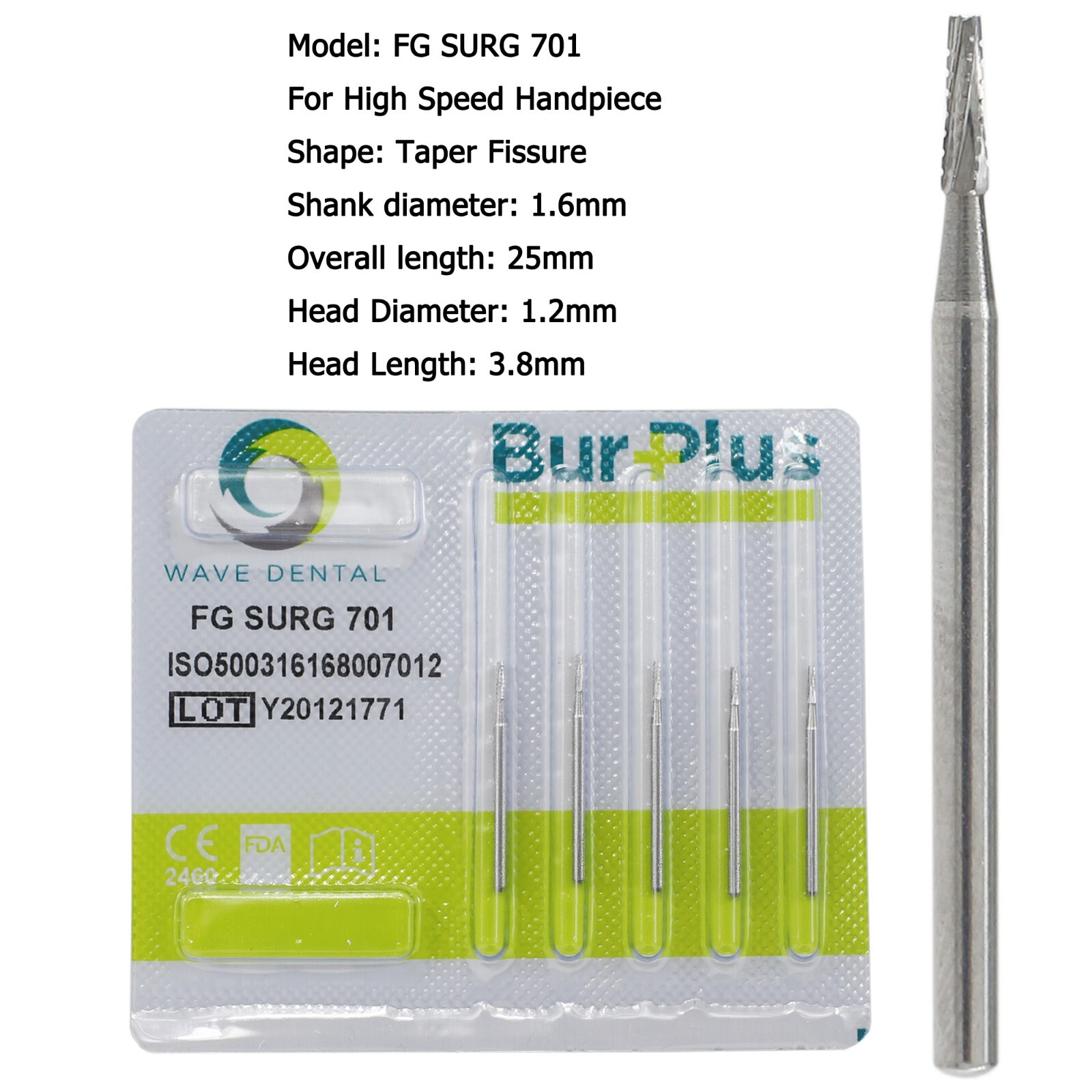 Wave Dental Carbide Surgical Burs FG SURG 2 4 557 557L 702 Long Shank High Speed