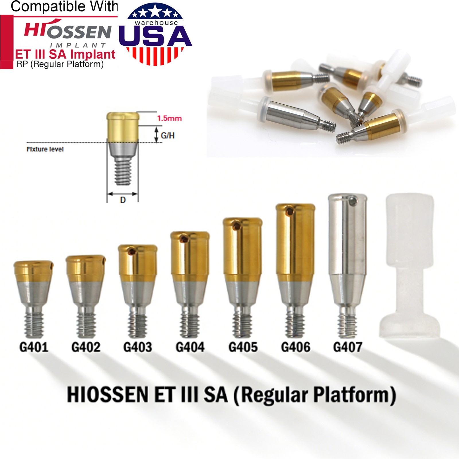 US Zest Locator Abutment Attachment Overdenture Caps Fits Hiossen Nobel Zimmer