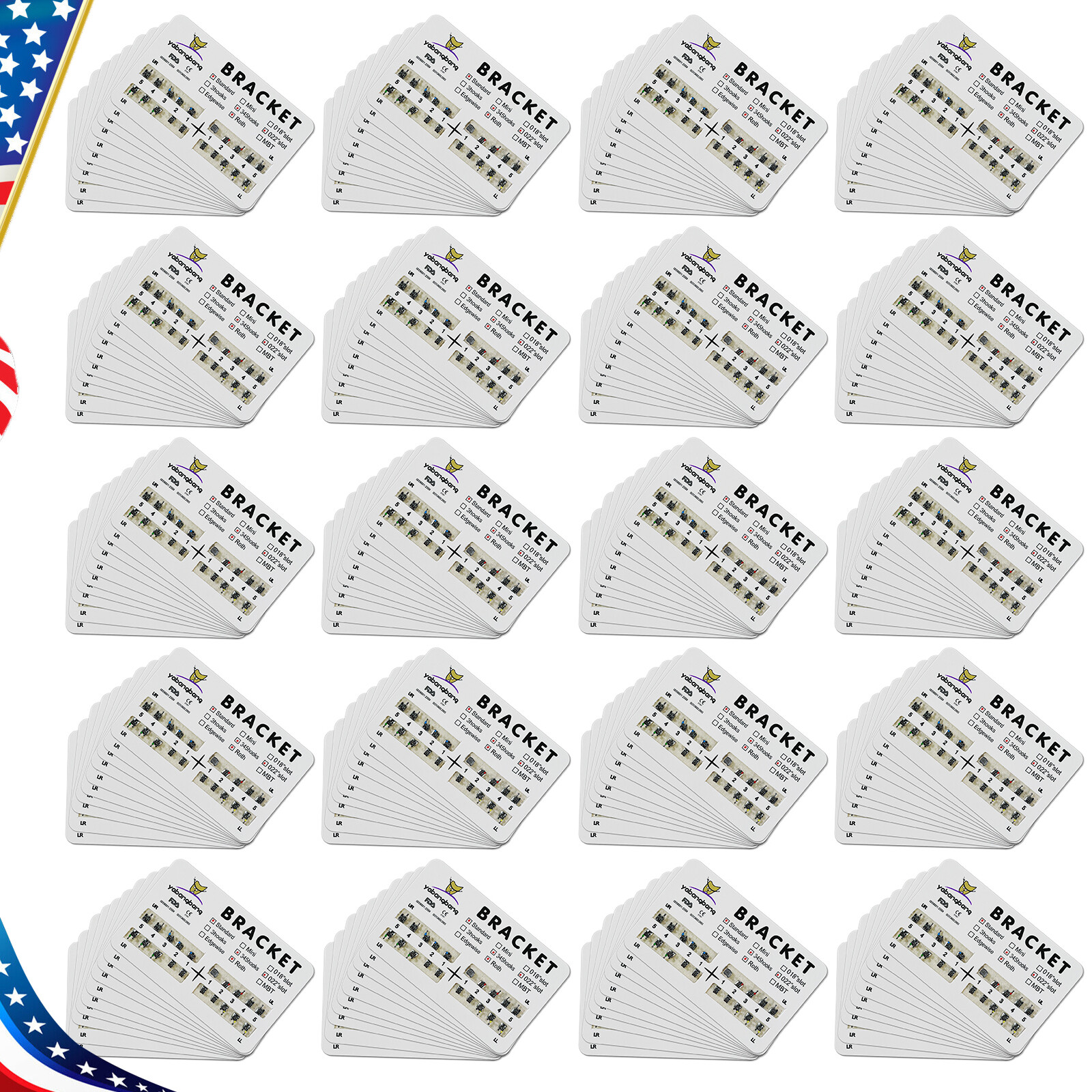 10-200 Packs Dental Orthodontic Brackets Brace Standard Roth.022 Hooks 3 4 5