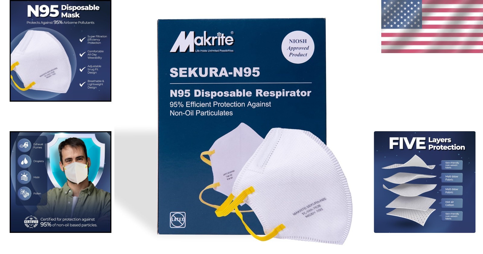 Disposable N95 Masks – 40 Count, Hook And Loop Closure