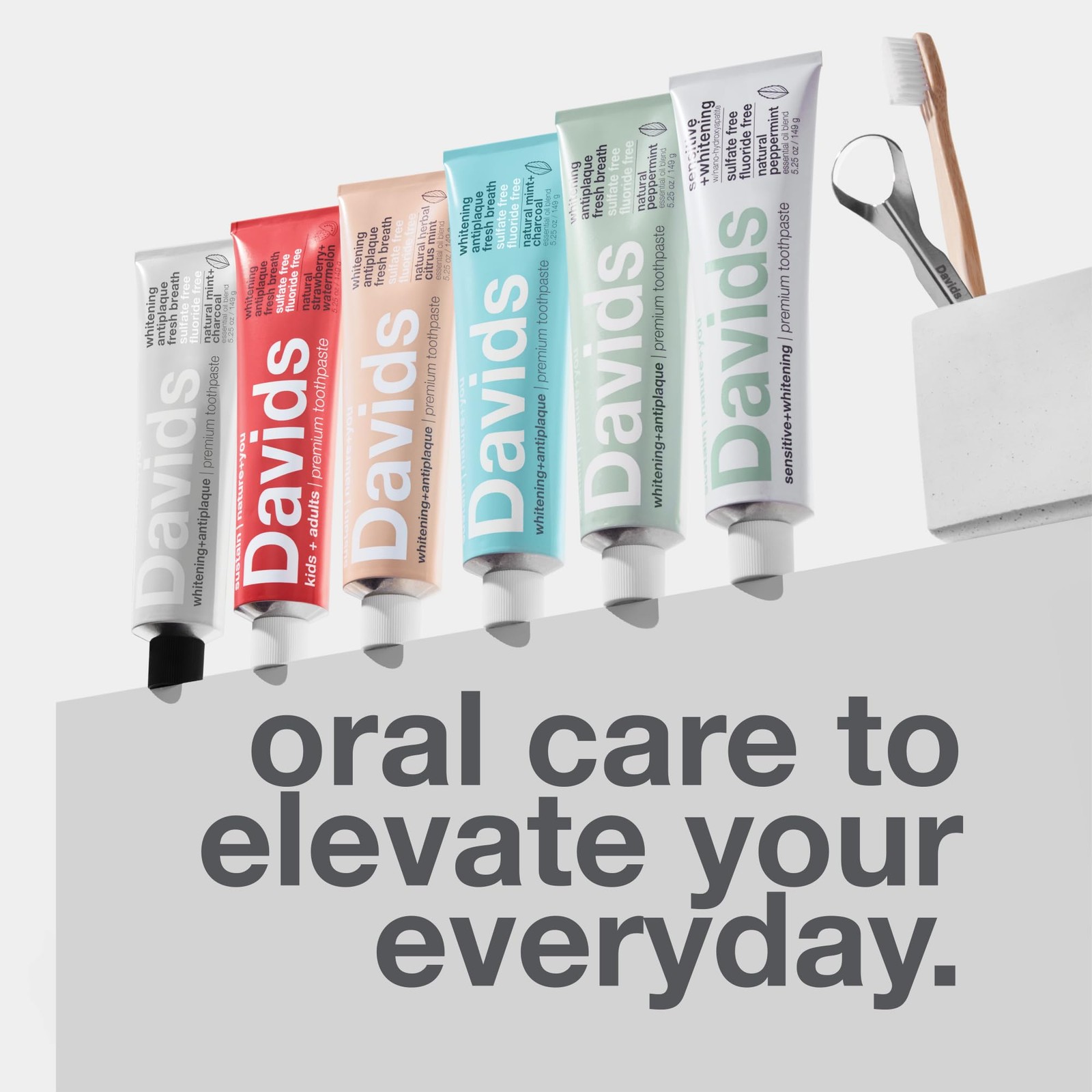 Davids Charcoal Toothpaste for Enhanced Teeth 5.25 Ounce (Pack of 1), Gray