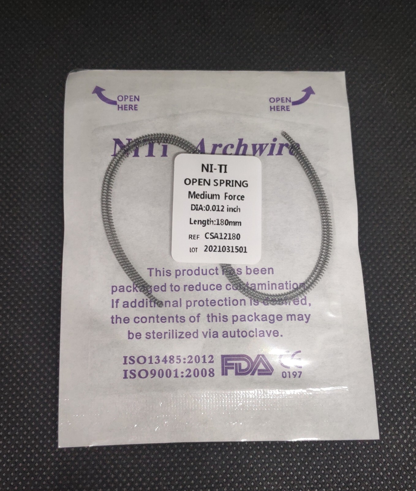 10 Packs Dental Orthodontic Open Coil Spring NiTi Alloy 0.012*180mm Medium Force