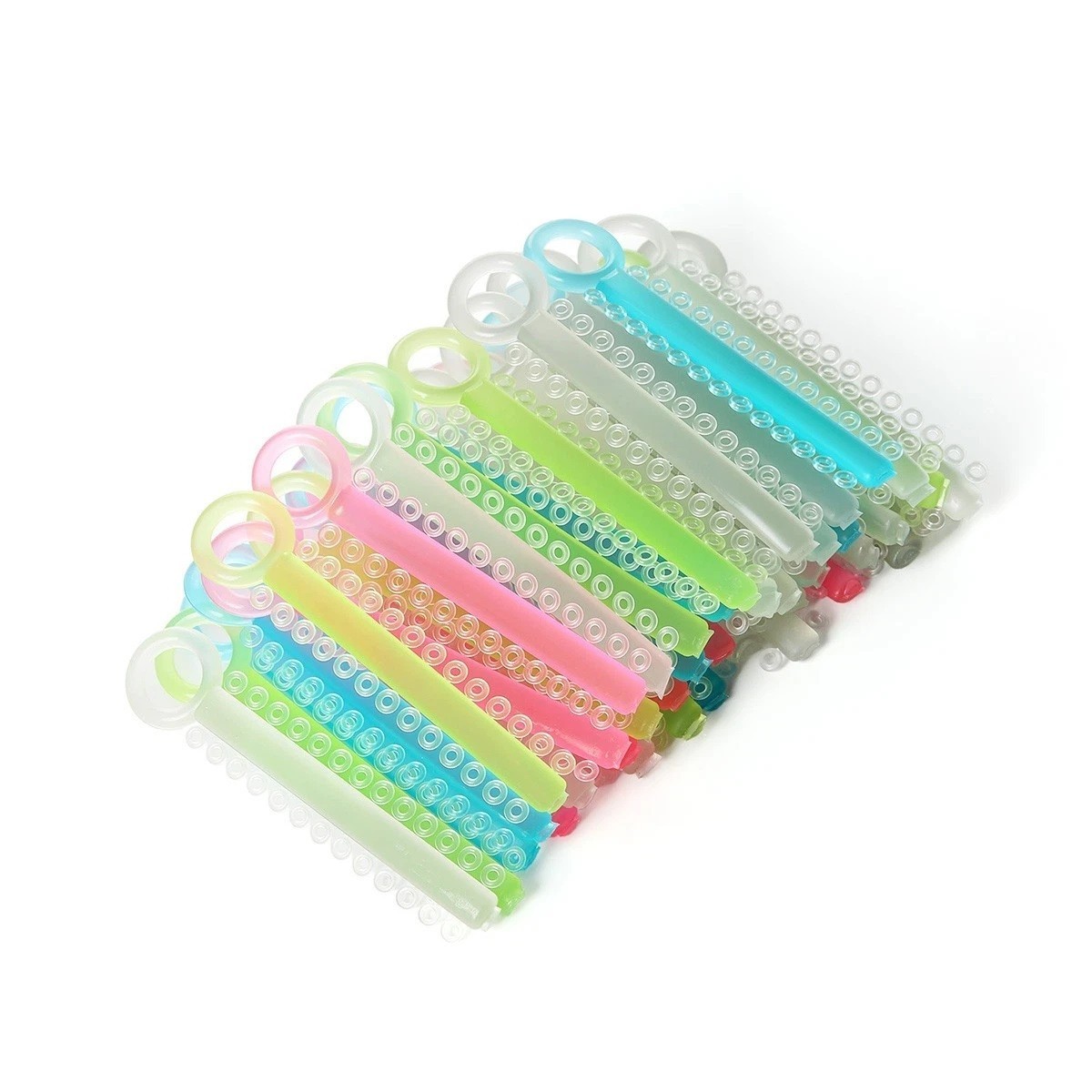 1040Pcs Dental Orthodontic Elastic Ligature Ties Glow-in-The-Dark Multi-Colored