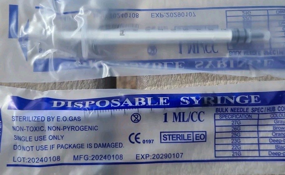 Lot Of 10 Disposable Luer Slip Tip 1ml/cc Syringes Sealed Sterile No Needles