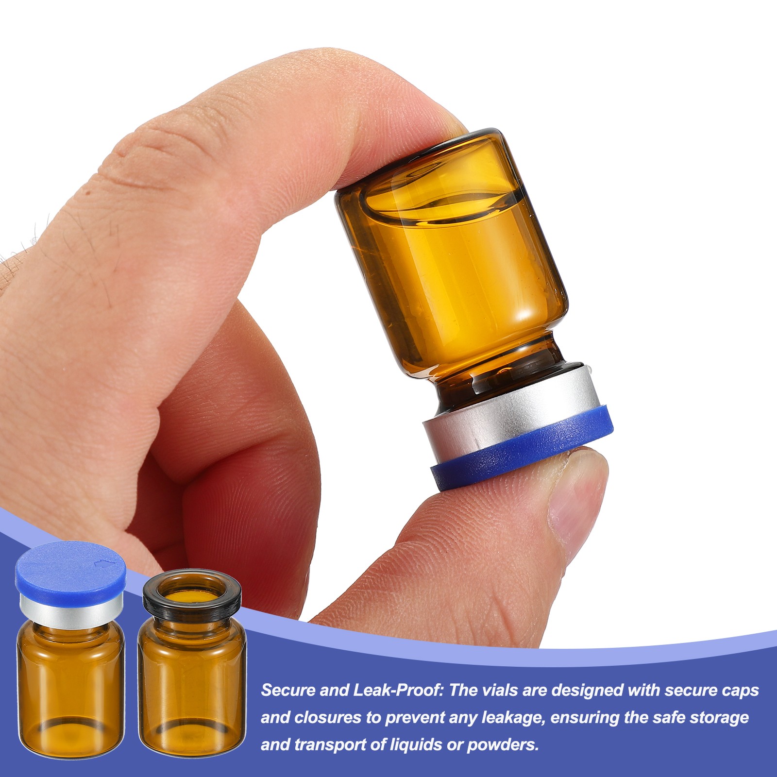 5ml Sample Vials 100pcs Lab Empty Vials with Rubber Stopper Caps Labels Amber