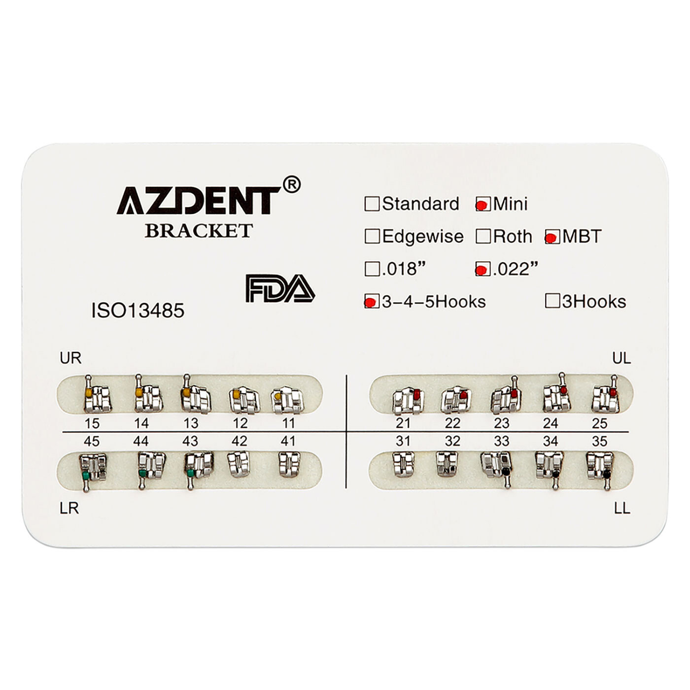 10Pack AZDENT Dental Orthodontic Brackets Braces Mini MBT Slot 022 Hooks 3-4-5