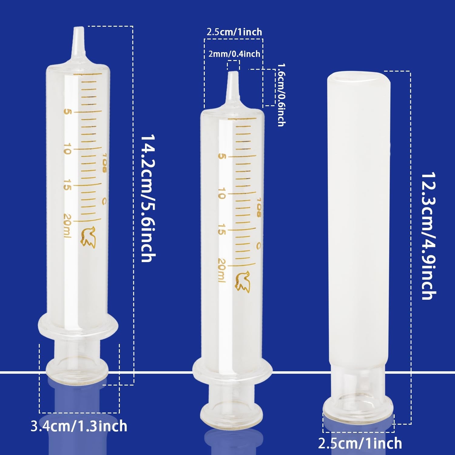 5 Pack 20ml Glass Syringes With Caps 20ml-5Pack