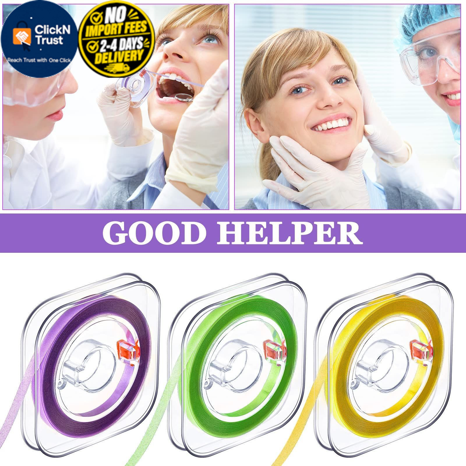 Amylove Dental Polishing Strips Tooth File 3 Rolls 4mm x 600mm Multi Color
