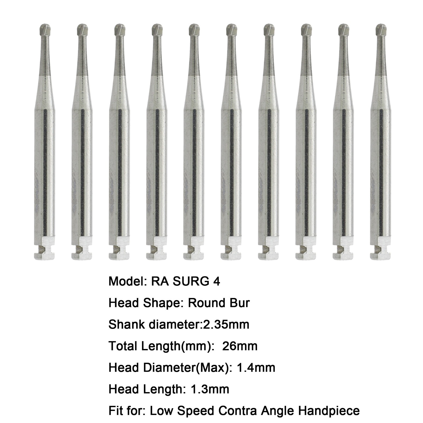 WAVE Dental Carbide Latch Burs Long Round Ball RA SURG Bur Contra Angle 22/26mm