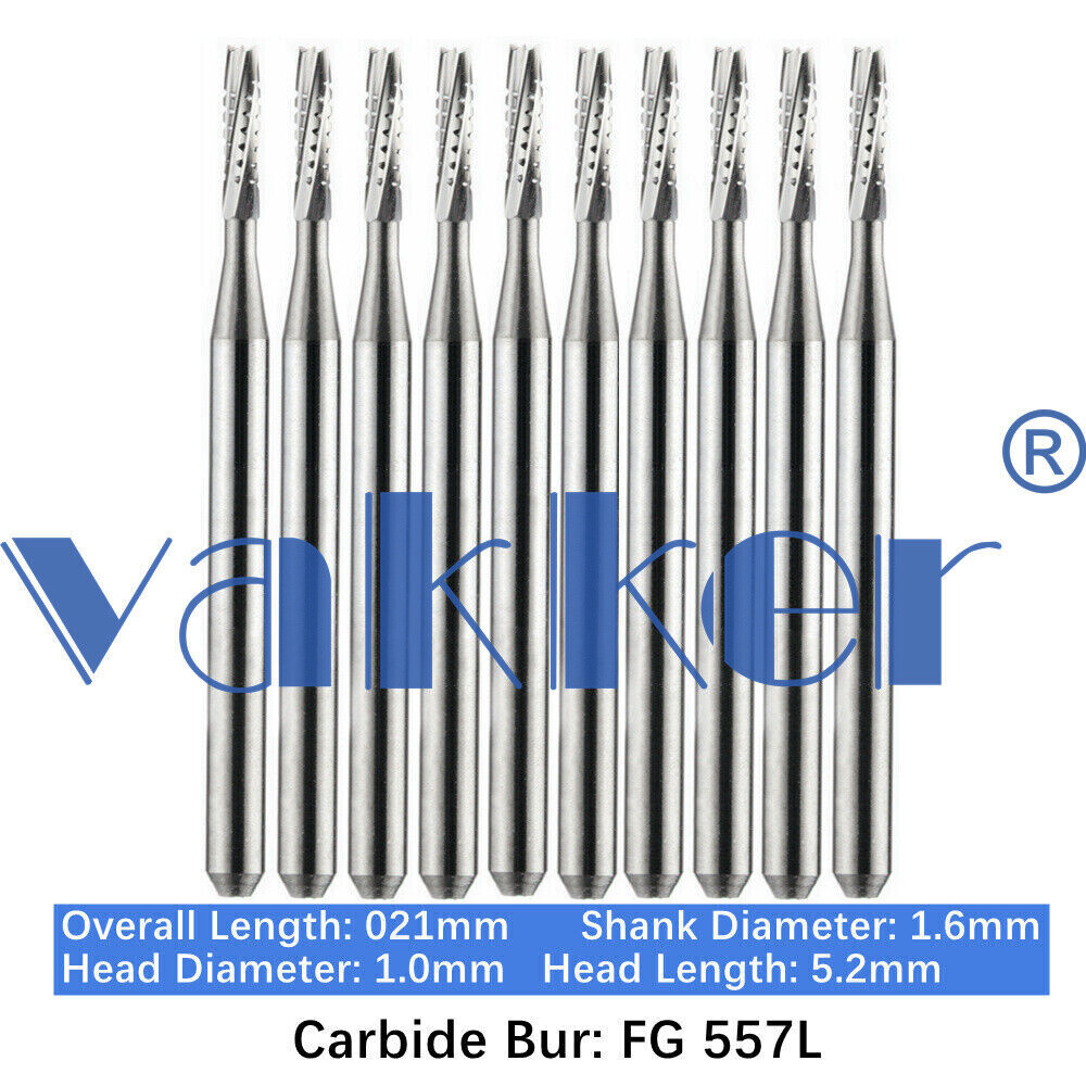 10/Pack 21mm Dental Tungsten Carbide Friction Grip Long Carbide Burs High Speed