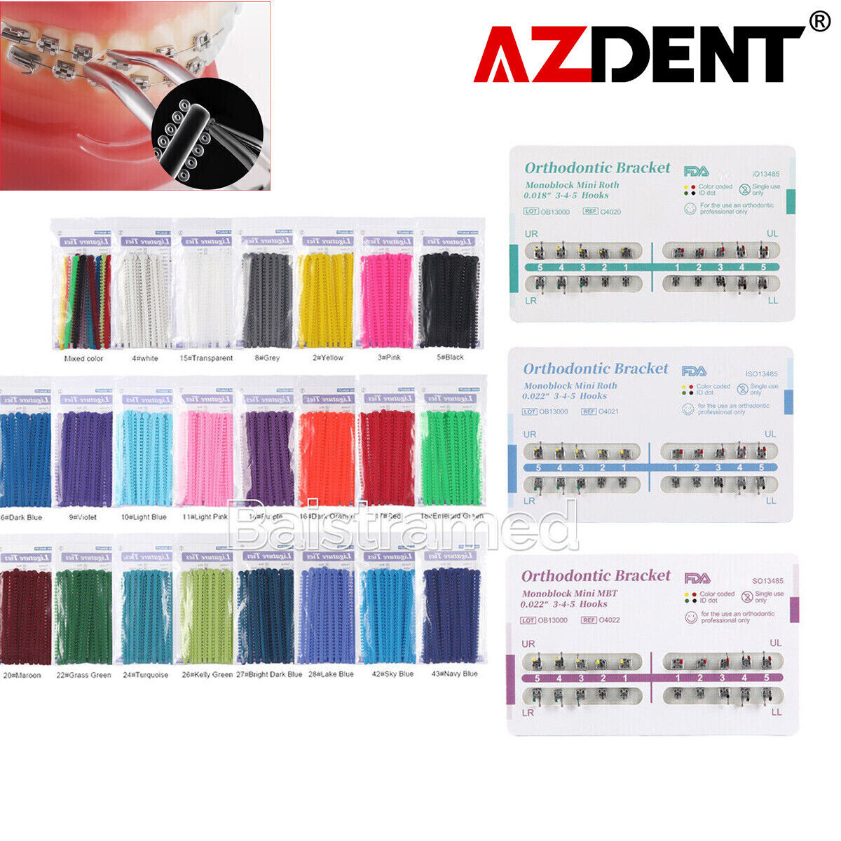 Dental Orthodontic Ligature Ties Elastic Rubber Bands /Bracket Brace Mini Roth