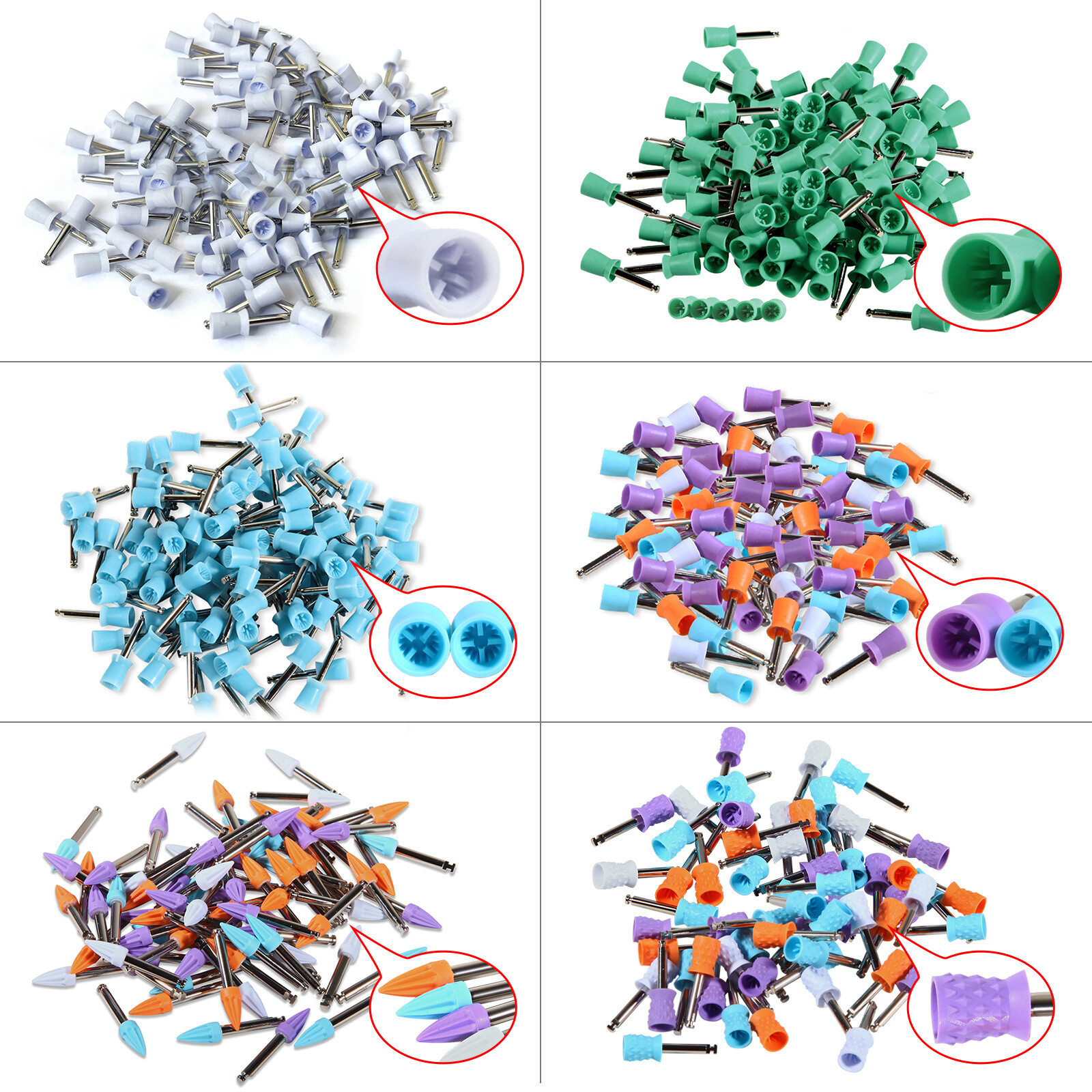 100pcs Dental Rubber Prophy Tooth Teeth Polish Polishing Cups Latch brush CZR