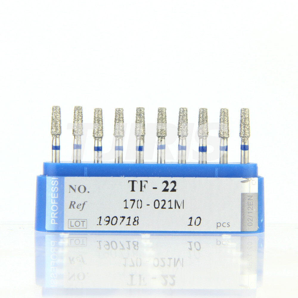 10pcs Dental Diamond Burs FG Flat End Cone/Taper Standard Grit High Speed