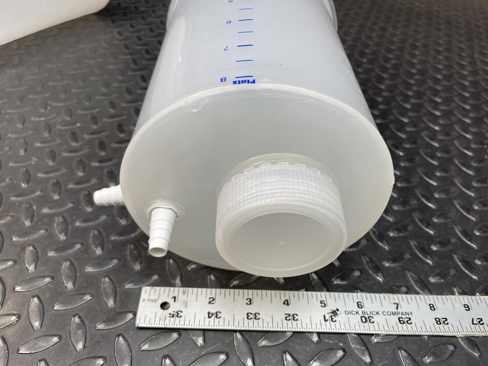 lot of 2 Vitlab p/n Unknown, 8-Pint Threaded Funnel 2-Port Screw Cap