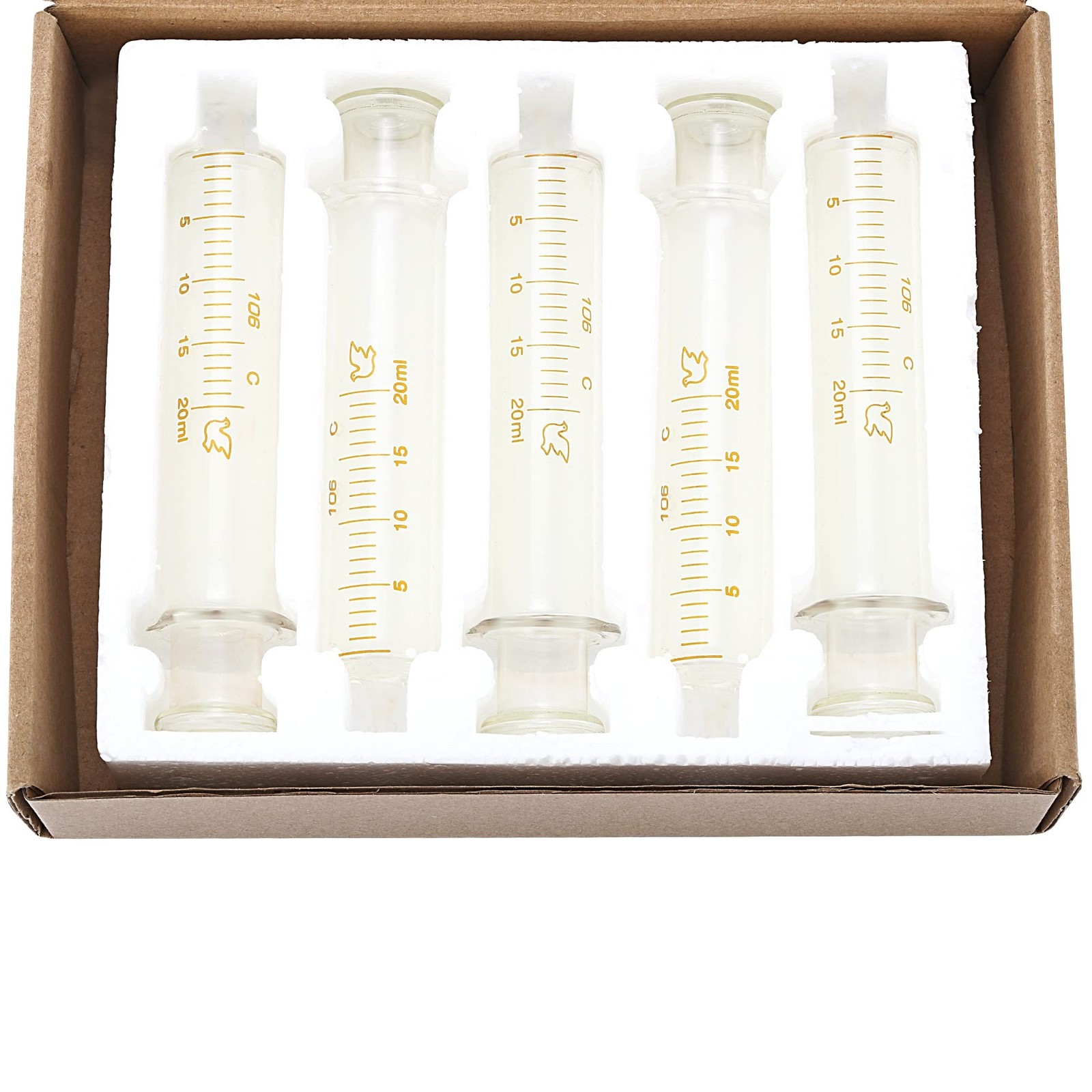 5 Pack 20ml Glass Syringes With Caps 20ml-5Pack