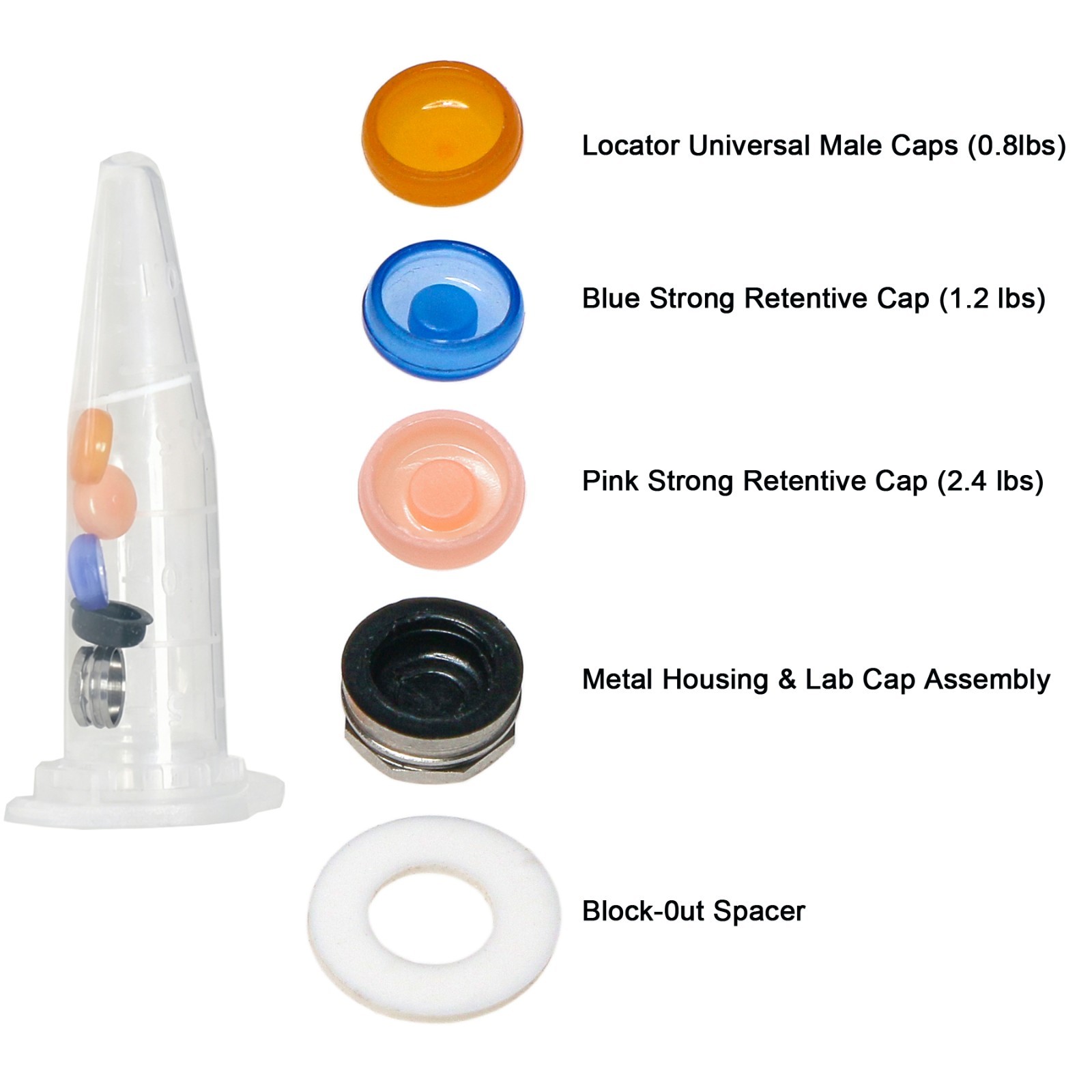 US Dental Overdenture Locator Retention Caps Kit Tool & Novaloc Inserts Kit Tool