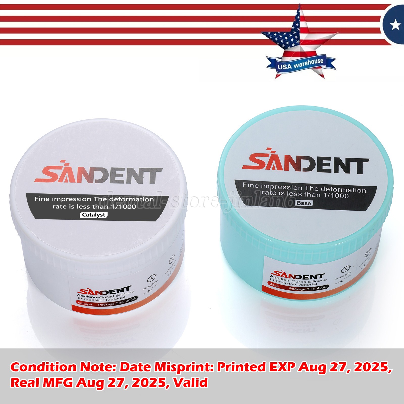 Dental Putty Fast Set PVS VPS Impression Material Base 2 x 400 ml