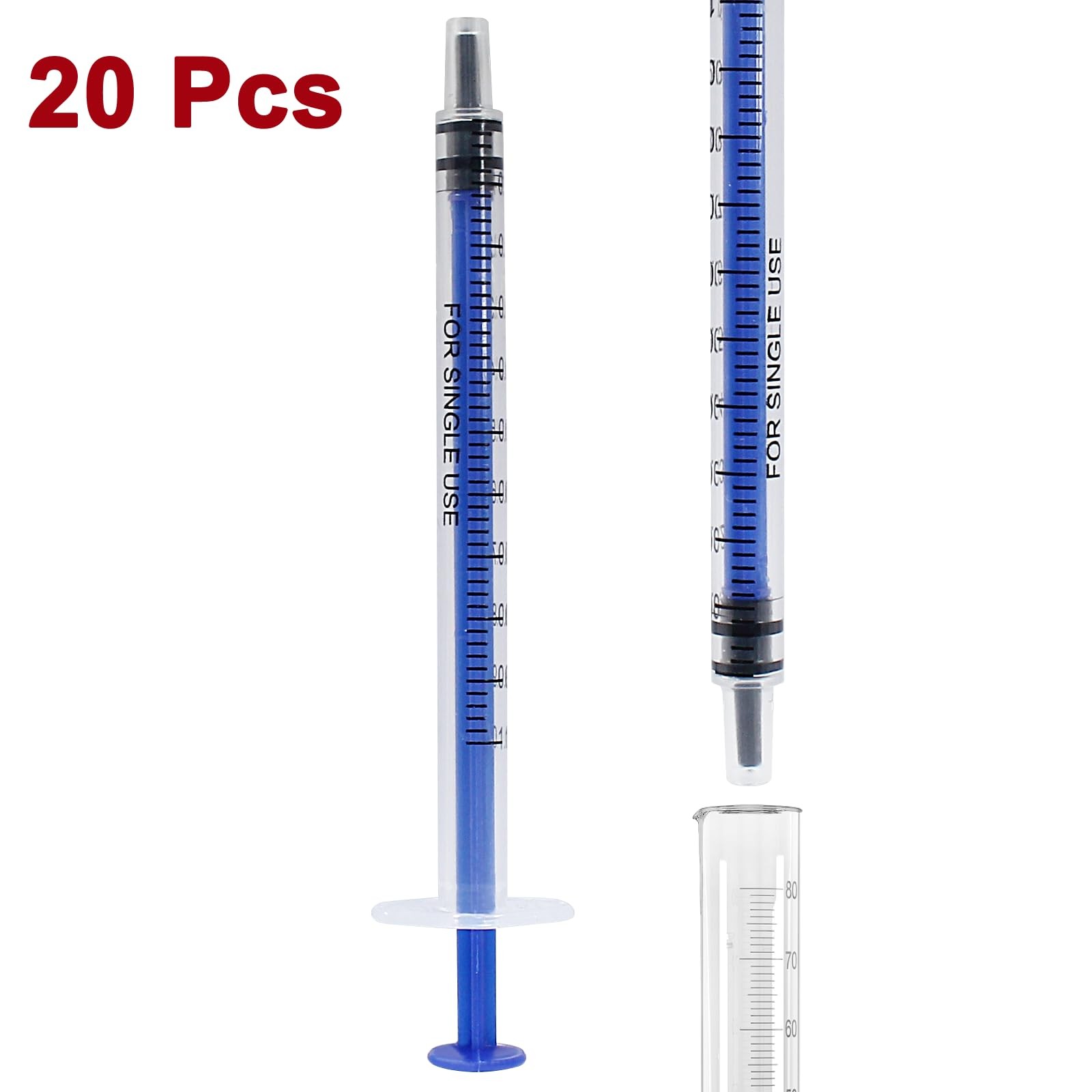 Waziaqoc 20Pcs 1ml/cc Plastic Syringe, No Needle