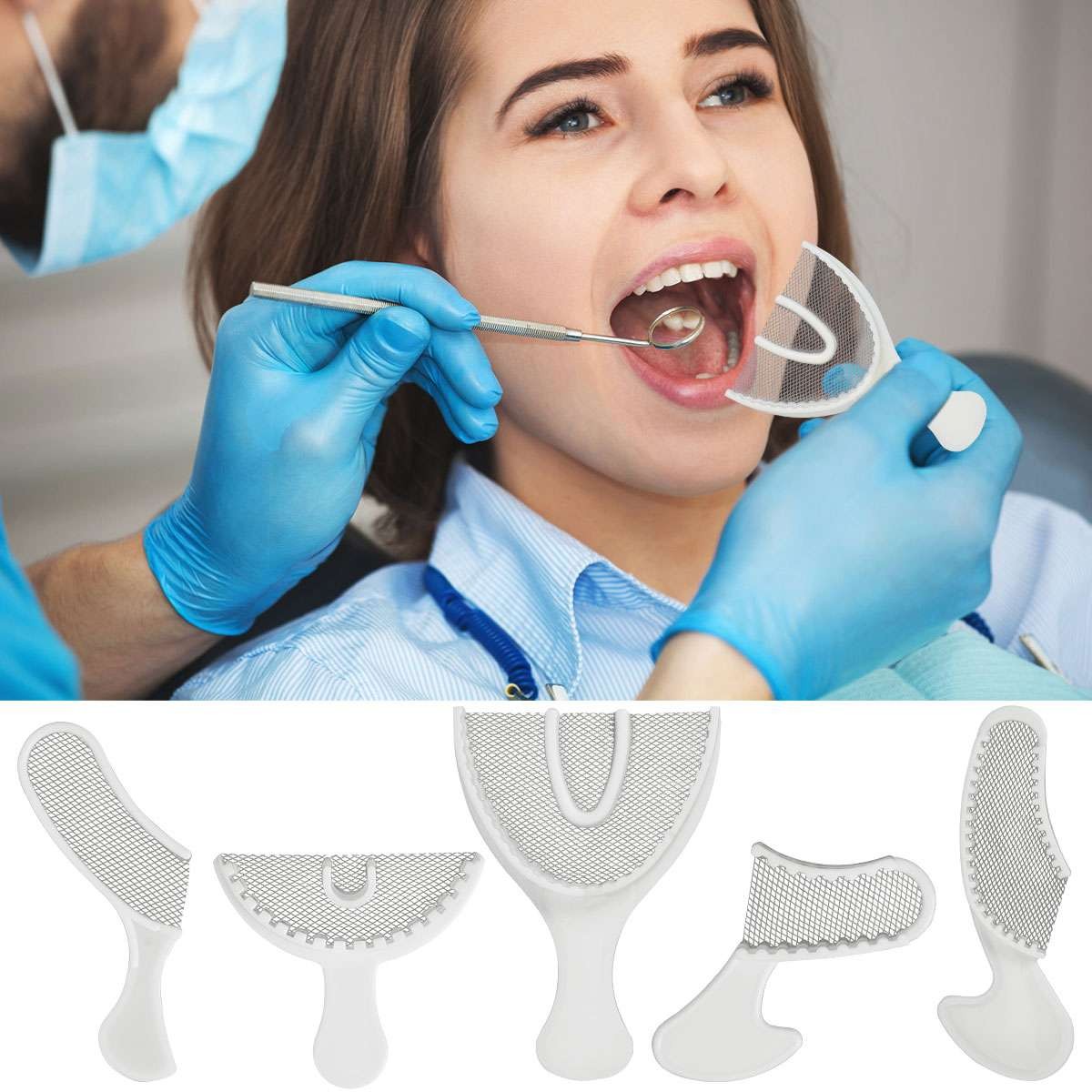 10/20/30/50X Dental Disposable Triple Impression Bite Registration Trays 5 types