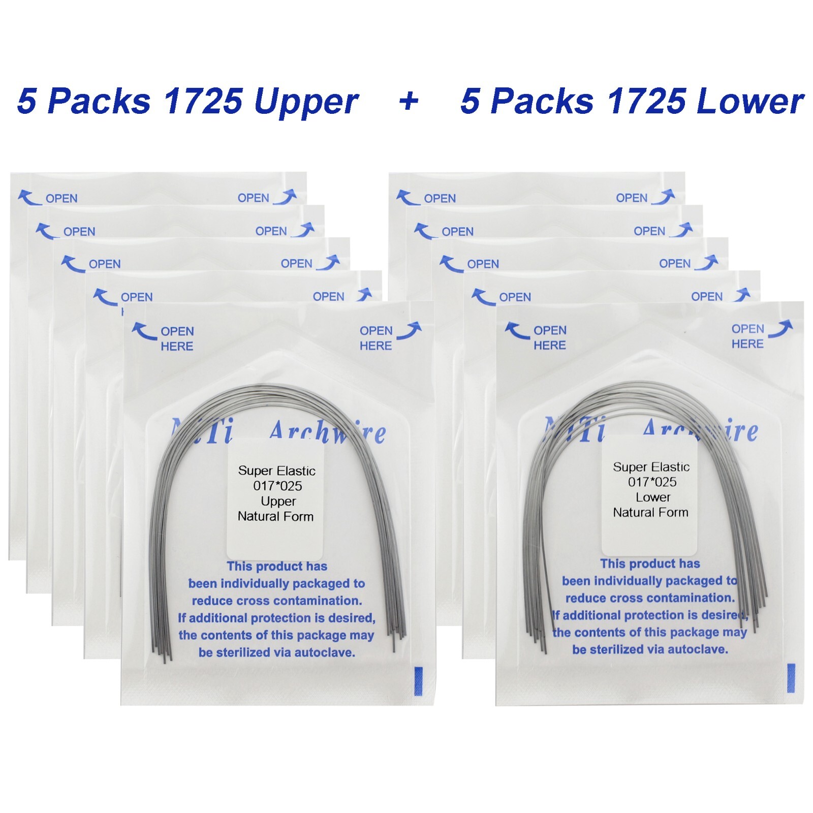 100PCS Dental Orthodontic Niti Arch Wire Natural Round Rectangular 19×25 16×22