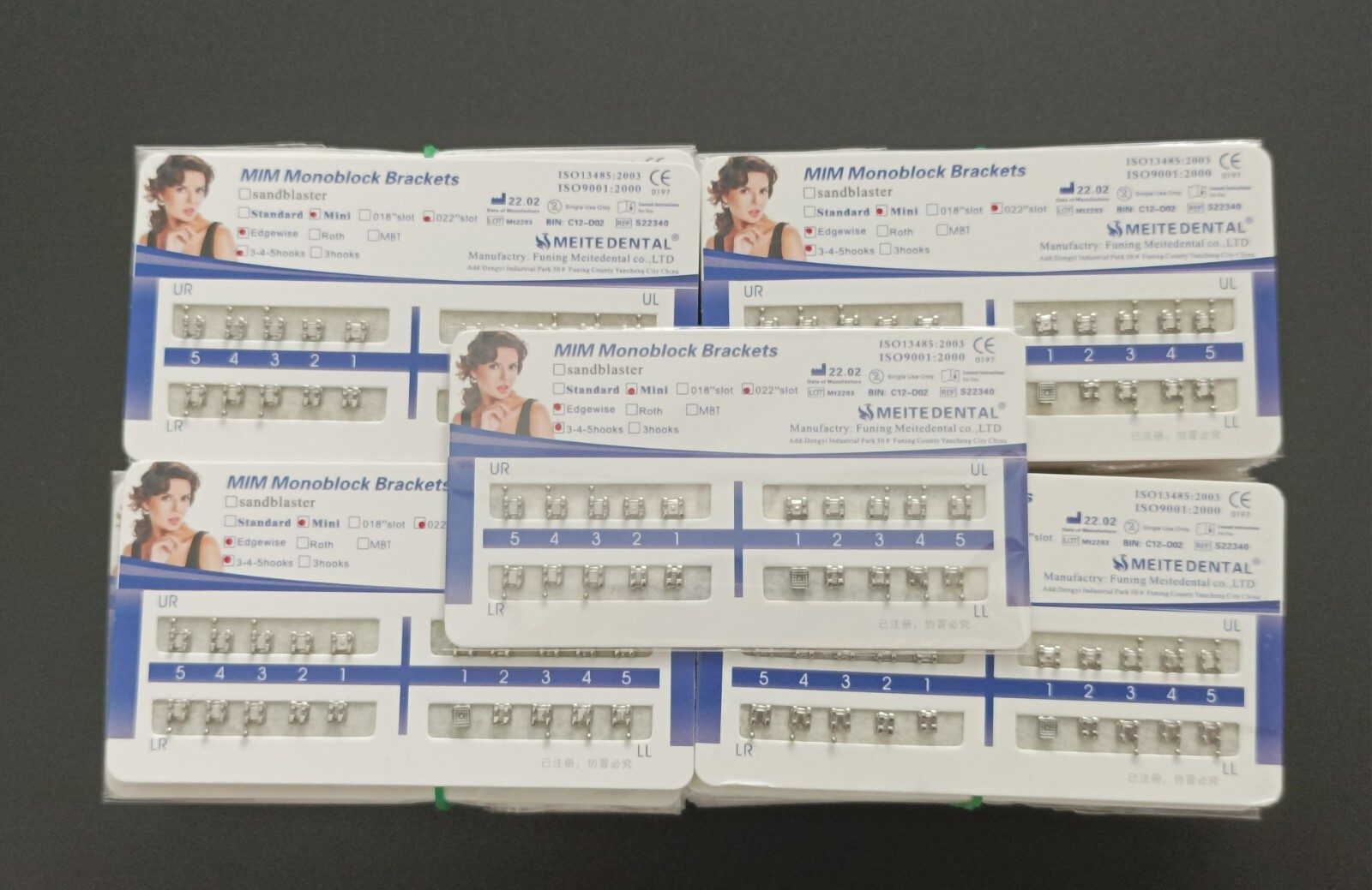 50Set Dental Orthodontic MIM Monoblock Brackets Mini Edgewise 022 Slot 345 hooks