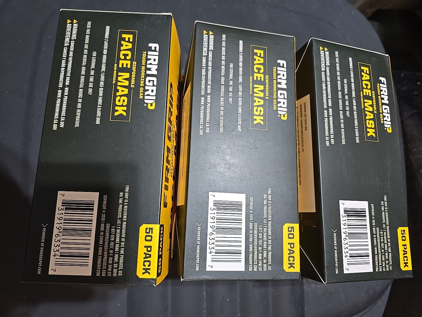 Lot Of (3) FIRM GRIP Disposable Face Mask 50-Pack (150 total)