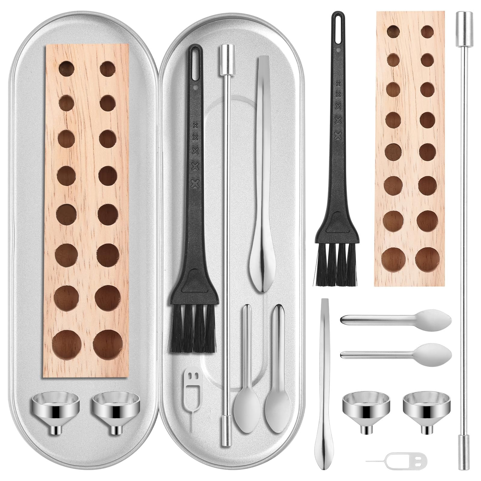 10 Pcs Capsules Filling Tools Tray Kit for Powder Tamper/Lab siliver