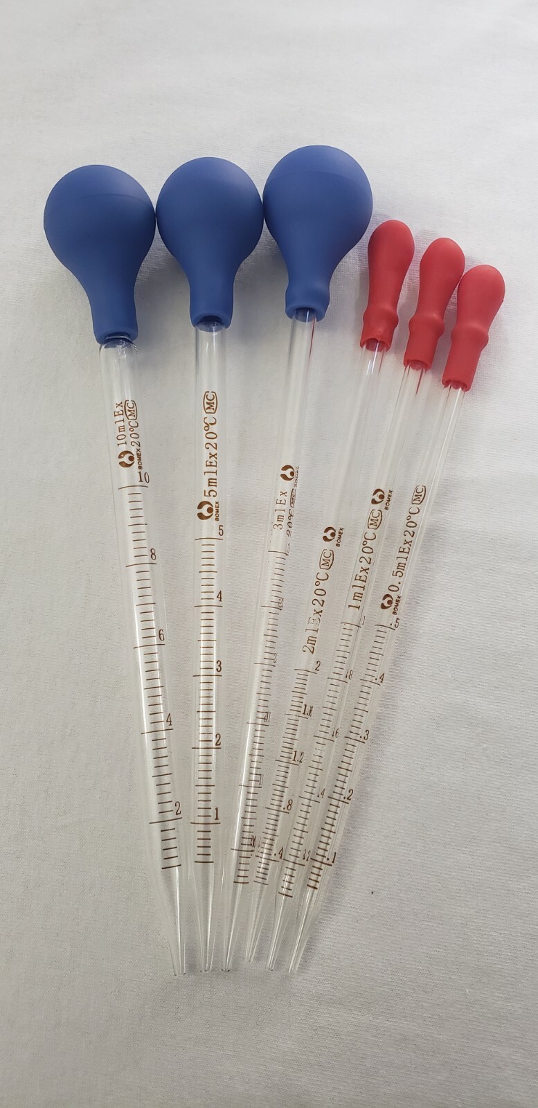 Set of 6 Glass Graduated Lab Pipette Droppers for Liquid & Oil 0.5/1/2/3/5/10ml