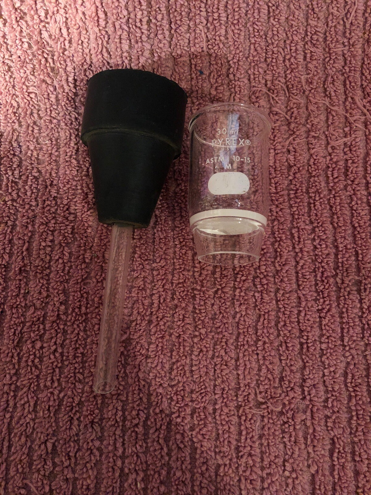 30ml Pyrex Funnel With Frit With Unknown Rubber Funnel Lab/distilling