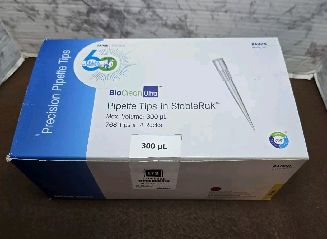 Raining BioClean Ultra Precision Pipette Tips 300uL 768 Tip In 4 Racks Open Box