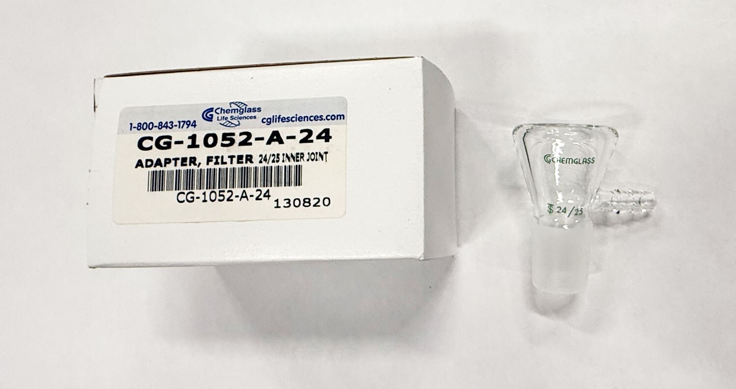 New Chemglass CG-1052-A-24 Adapter Vacuum Filter #3 Pluro Stopper 24/25 Joint