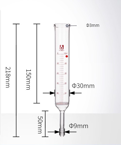 Glass Reaction Tube with G3 Sand Core, Scale Marked, Peptide Synthesis Use