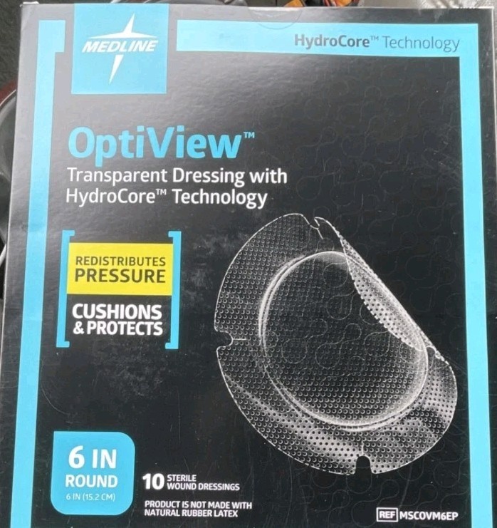 💙Medline OptiView Transparent Dressing 6 in Round HydroCore MSCOVM6EP Exp. 7/28