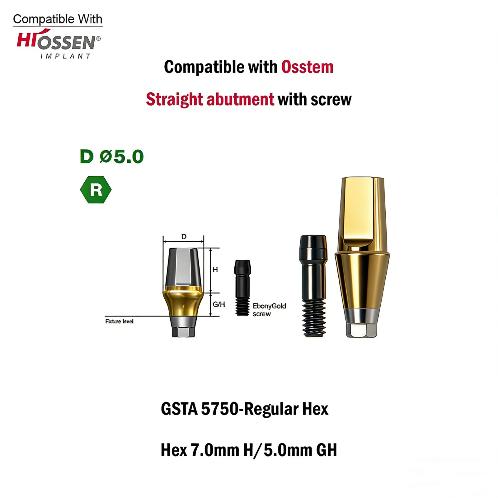US 5pcs Dental Osstem Hiossen TS Ti Straight Transfer Abutment Hex MINI/Regular