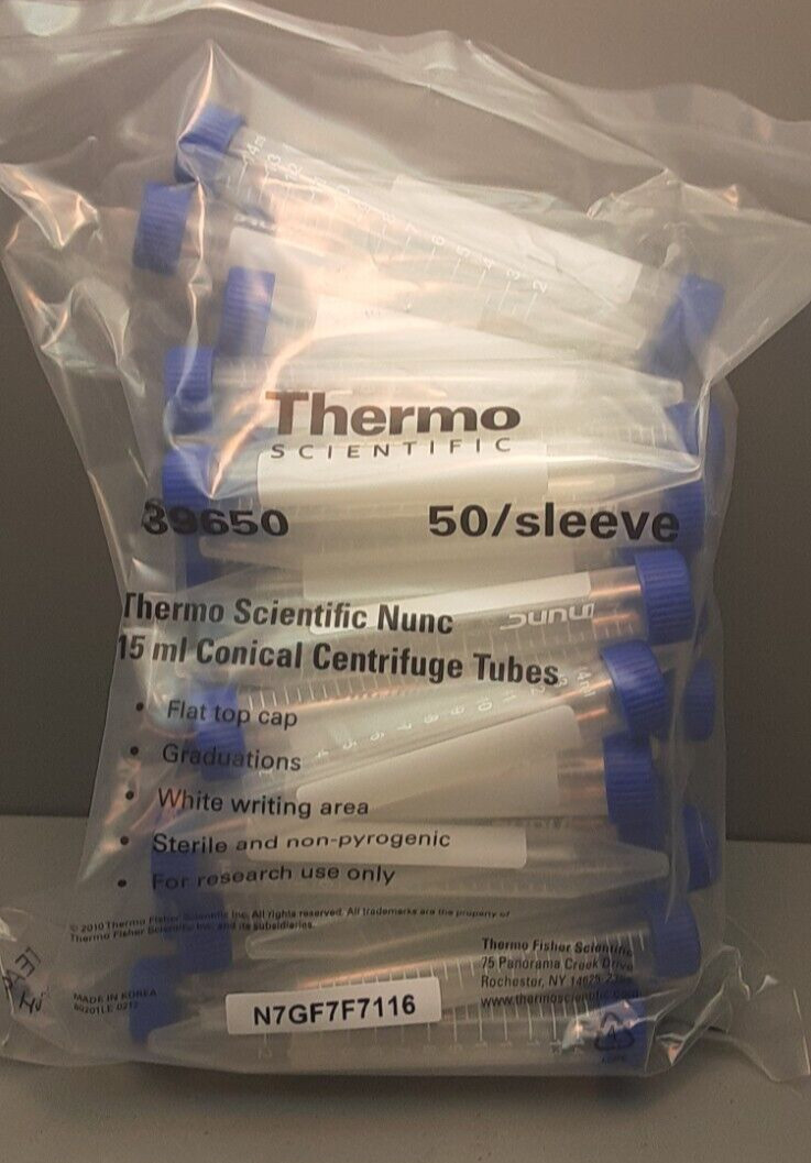 Thermo Scientific Nunc 15ml Conical Centrifuge Tubes (sealed 50 pk) 339650