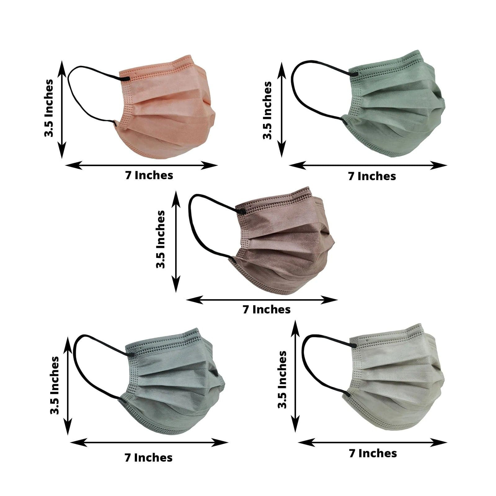50 ASSORTEDS Disposable Face Masks 3-Layer Protective Covers Safety