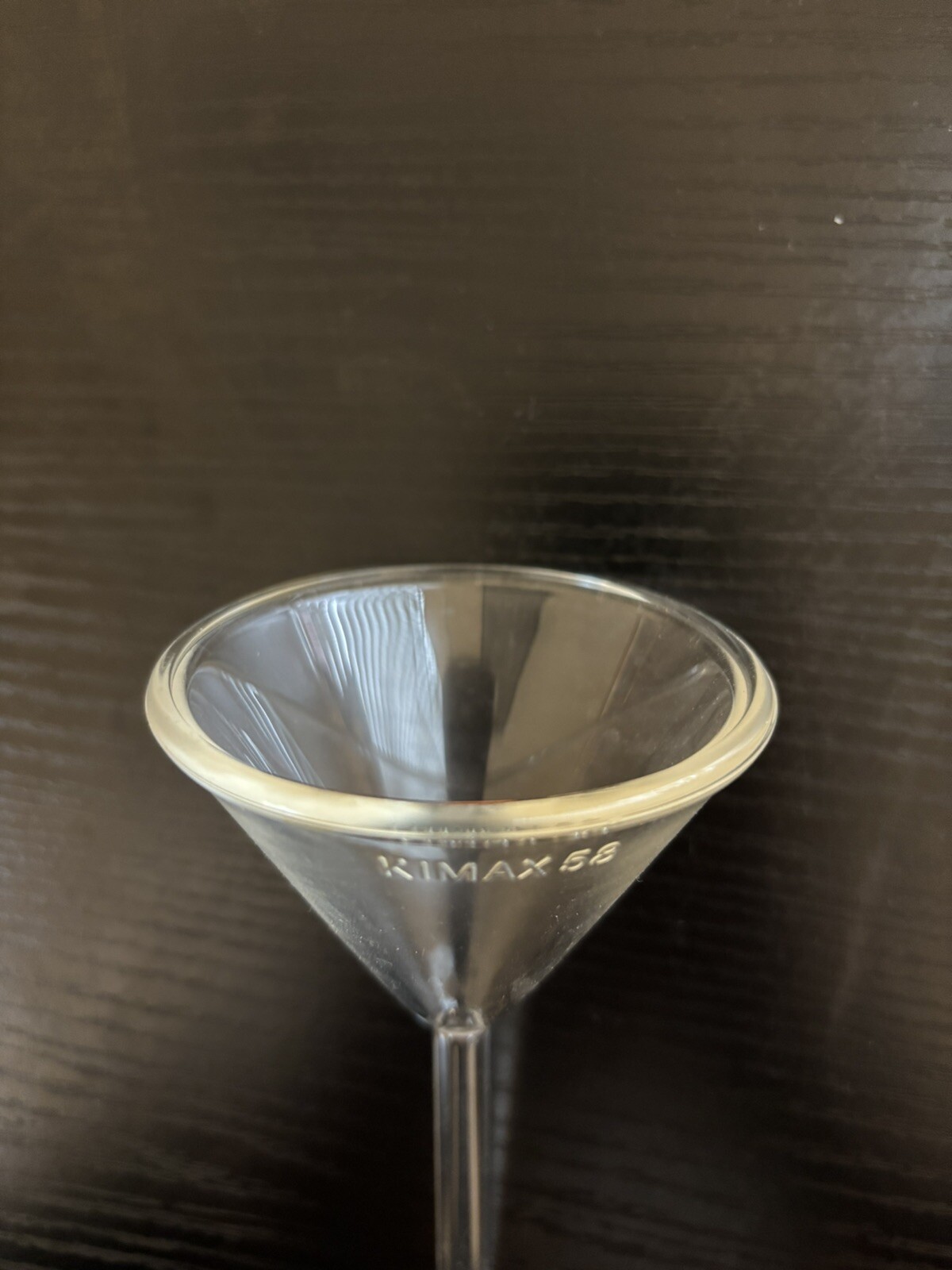 KIMAX Glass 58° Degree Angle 45mm ID Short Stem Filling Funnel USED