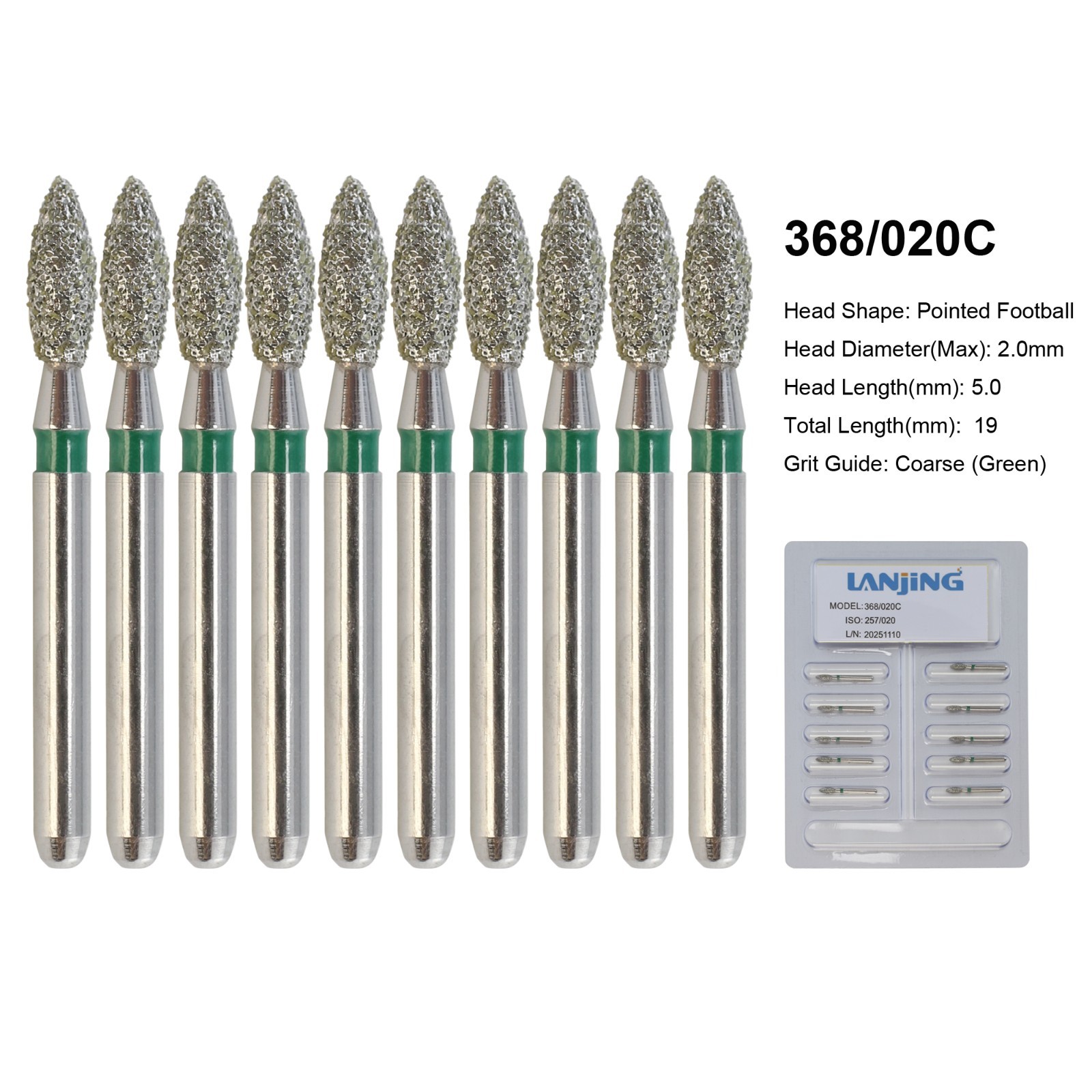 Dental Round Diamond Bur FG Pear Round End Taper Football Egg Barrel High Speed