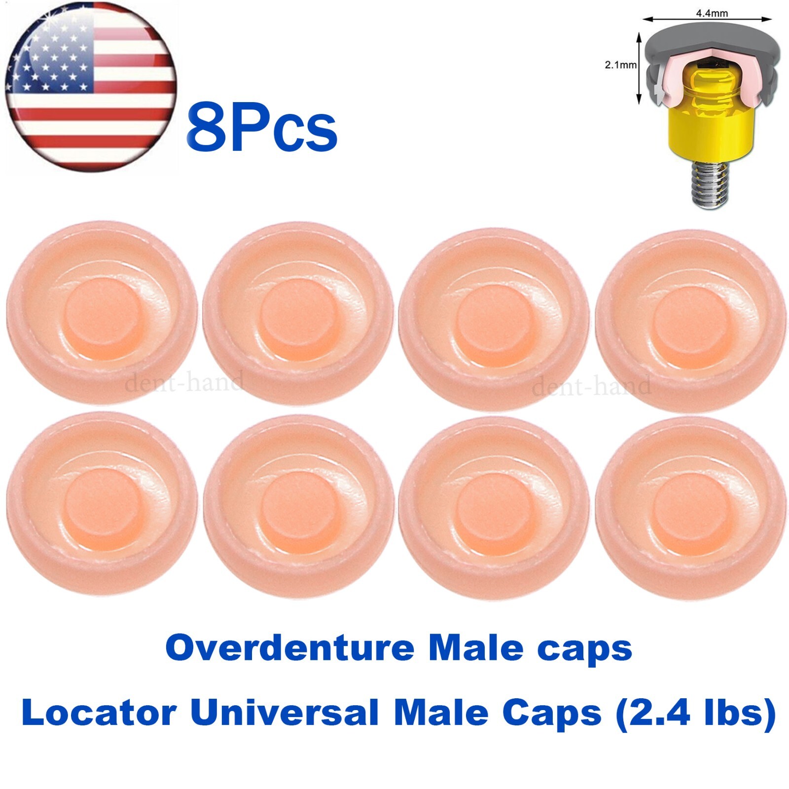 US Dental Overdenture Implant Strong Retentive Caps 2.4lbs Removable 8Pcs/Set